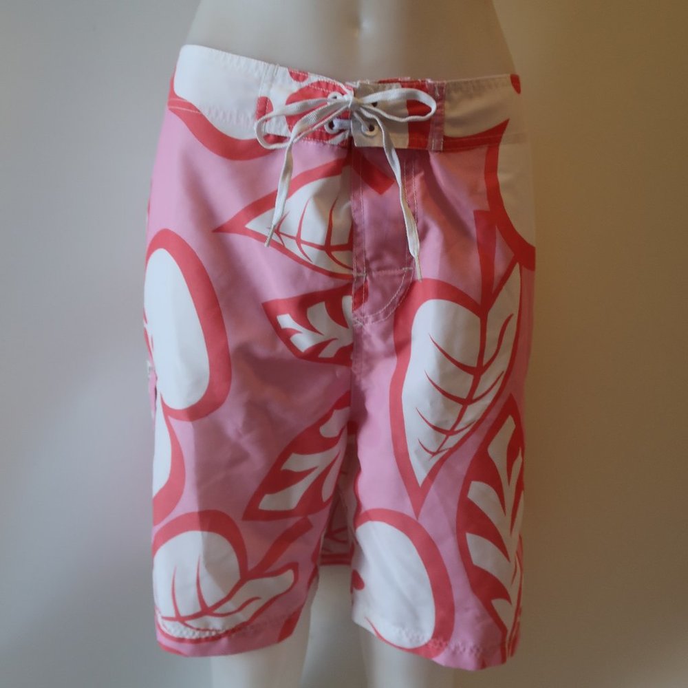 Mens Island Company White Pink Coral Floral Swim Trunk Board Shorts 38 *